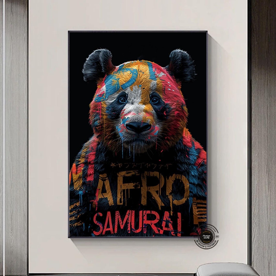 Afro Samurai Panda Graffiti Street Art Colorful Urban Bold Poster