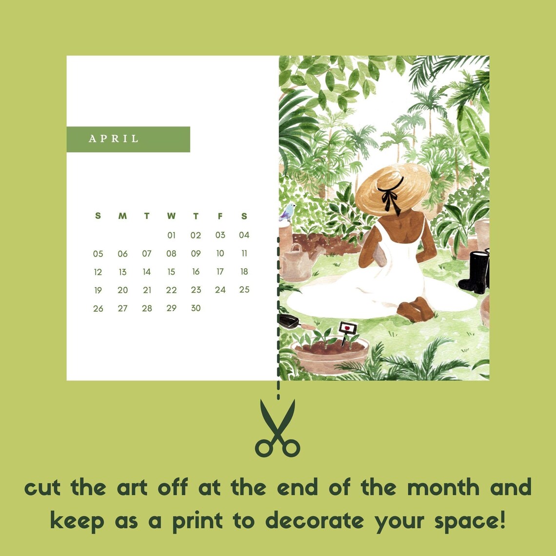 2025 Monthly Calendar Tropical Getaway Watercolor Art Print Palm Scenes - Image 2