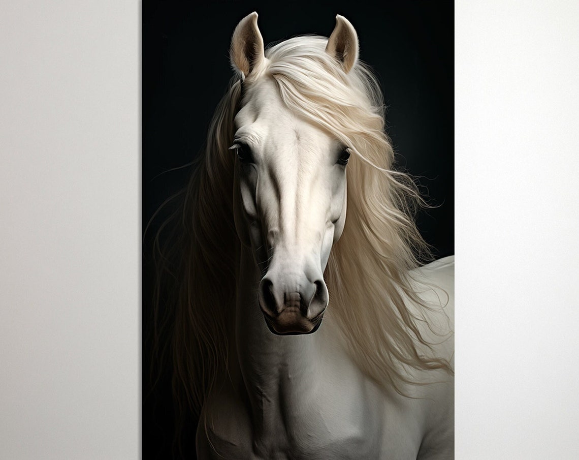 Horse Print White Horses Wall Art Horse Lovers Gift Horse Wall Decor Animal Art Horse Print Horse Art Living Room Decor Wall Art