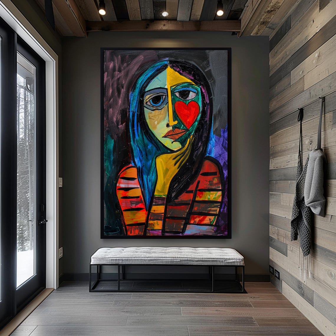 Picasso Style Art Abstract Decor Interior Design Modern Art Black Framed Art Contemporary Art Extra Large Wall Art Black Art Print - Image 4