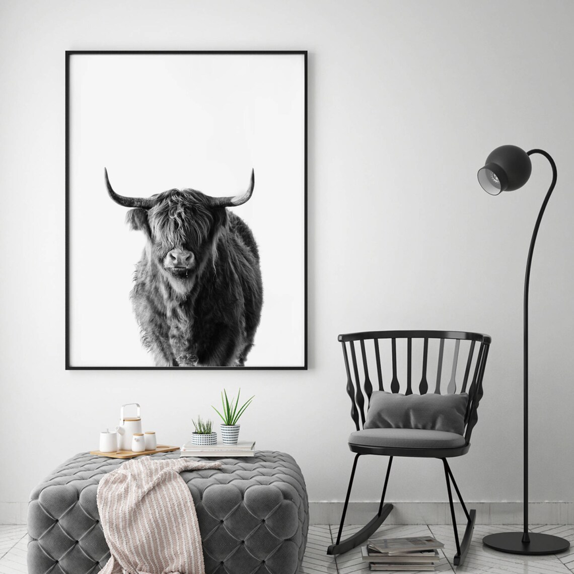 Highland Cow Farm Animal Portrait Art Print - Image 3