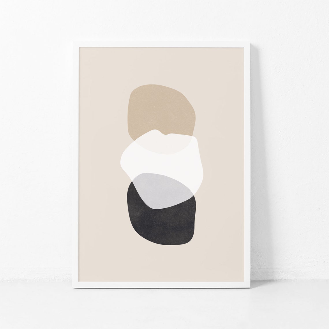 Beige Abstract Organic Neutral Shapes Boho Minimalist Poster - Image 3