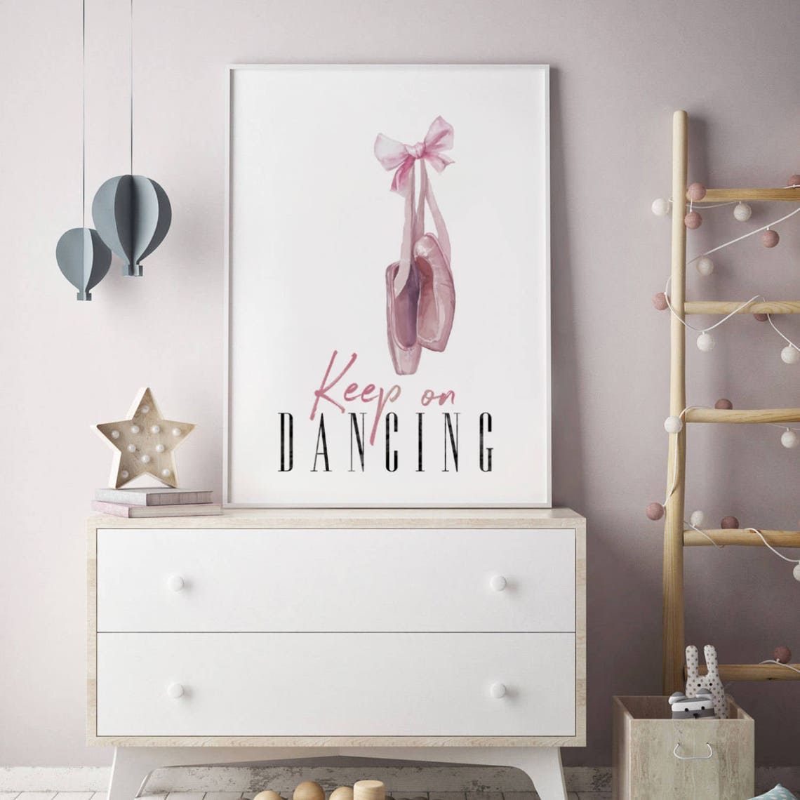 Keep On Dancing Pink Ballet Pointe Shoes Watercolor Art Poster - Image 3
