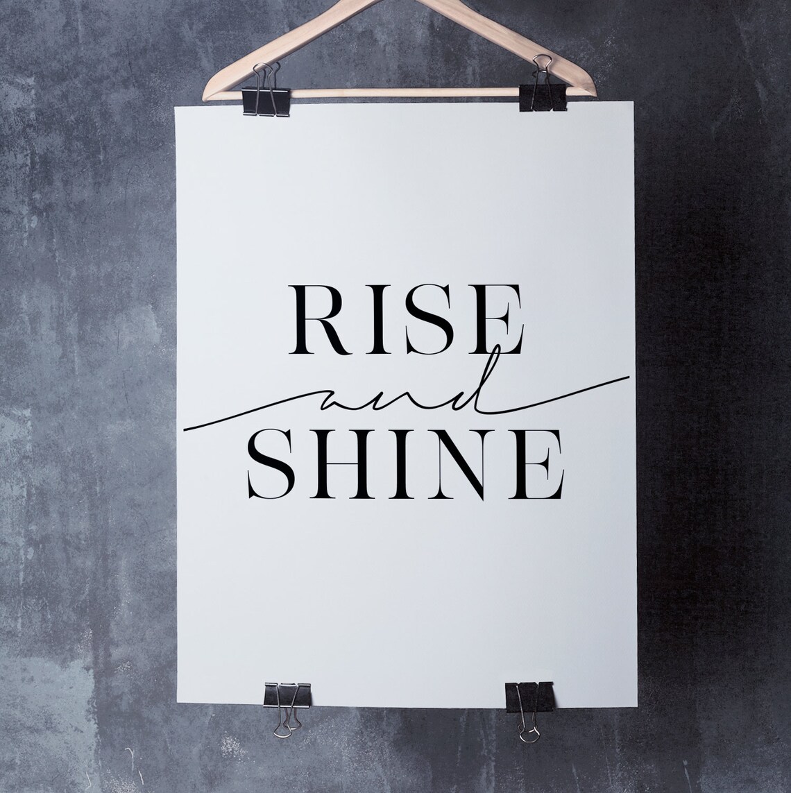 Rise And Shine Typography Art Print, Bedroom Decor