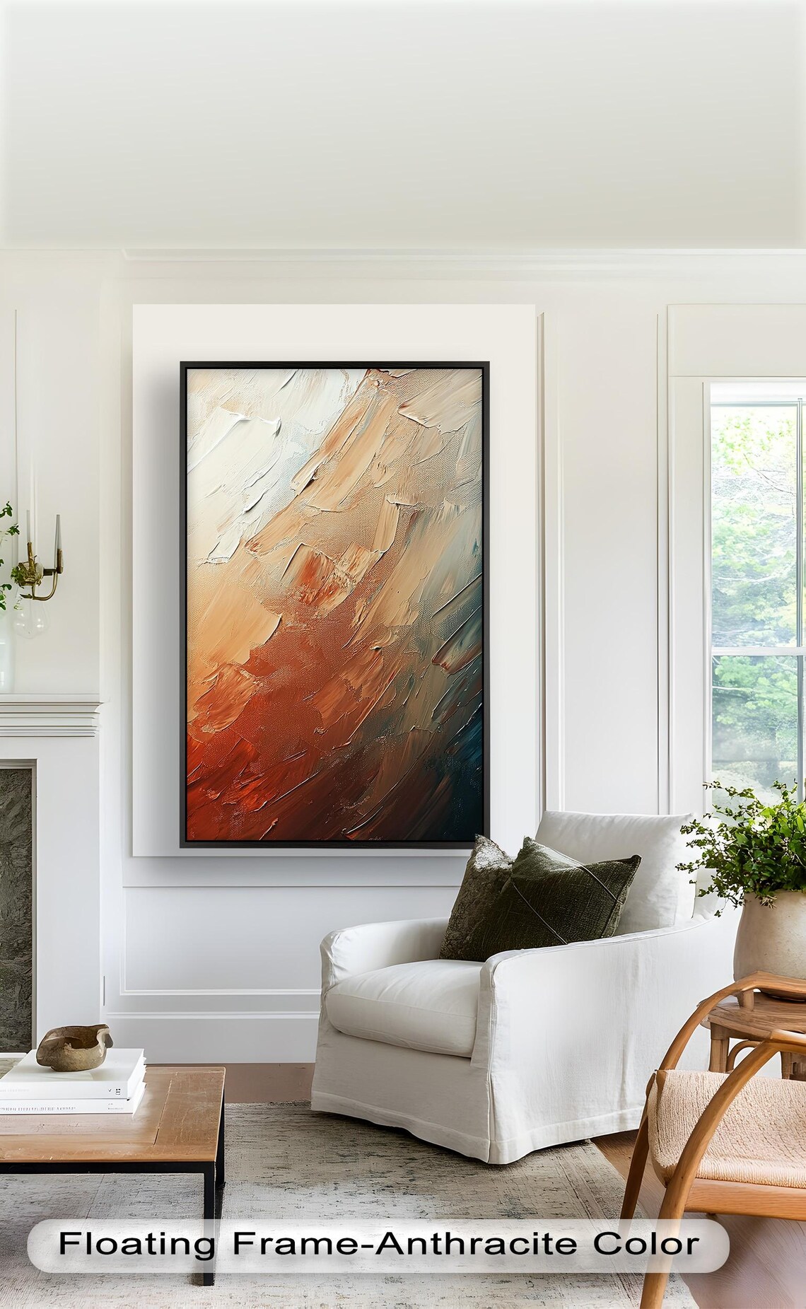 Earth Tone Abstract, Vertical Modern Painting - Image 3