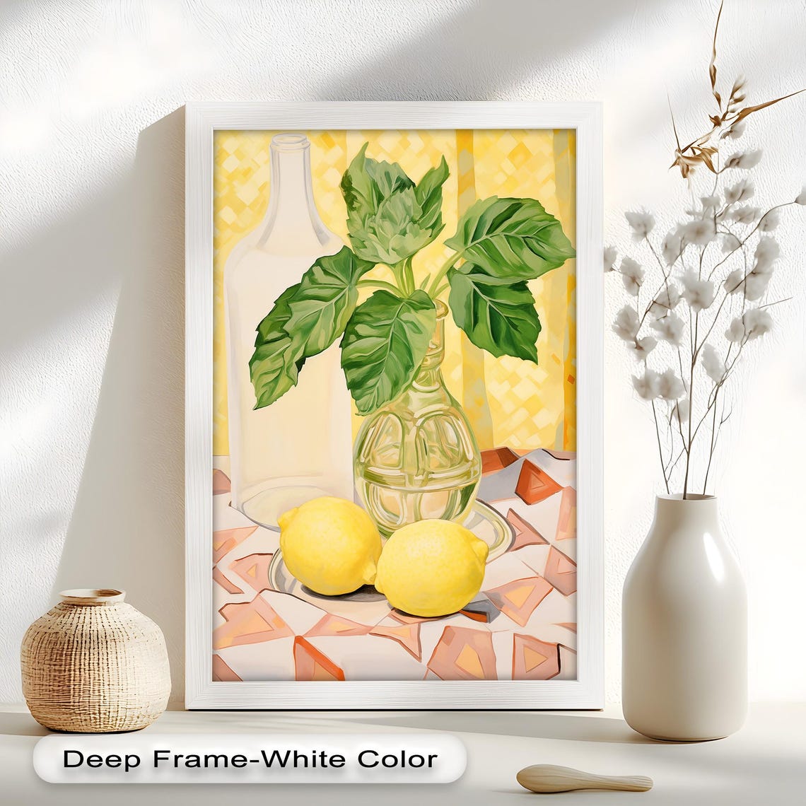Lemon Still Life Art Print, Modern Kitchen Decor