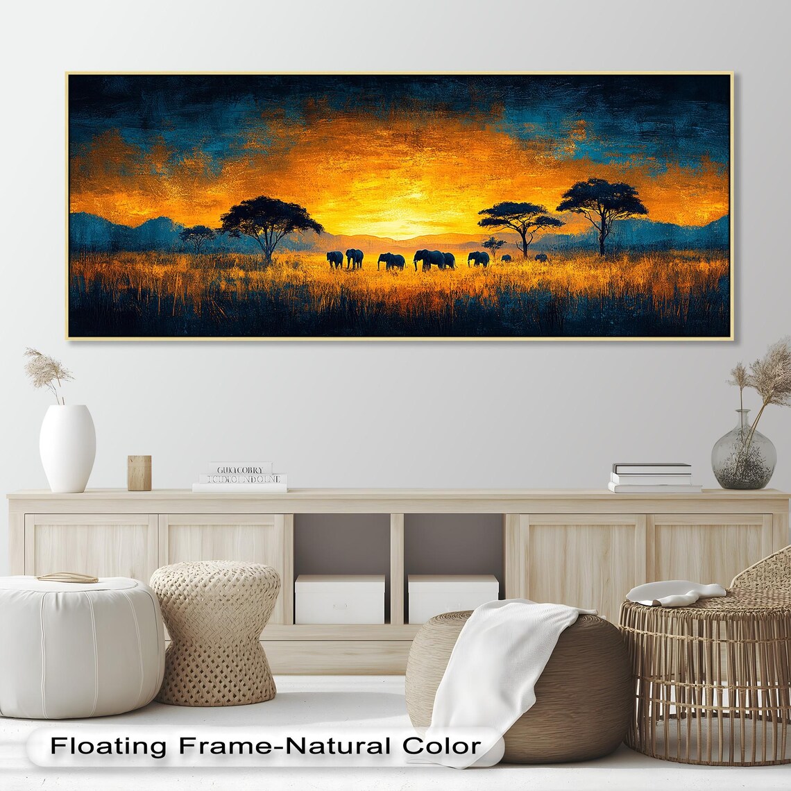 Panoramic Elephant Sunset Wall Art, African Safari - Image 3