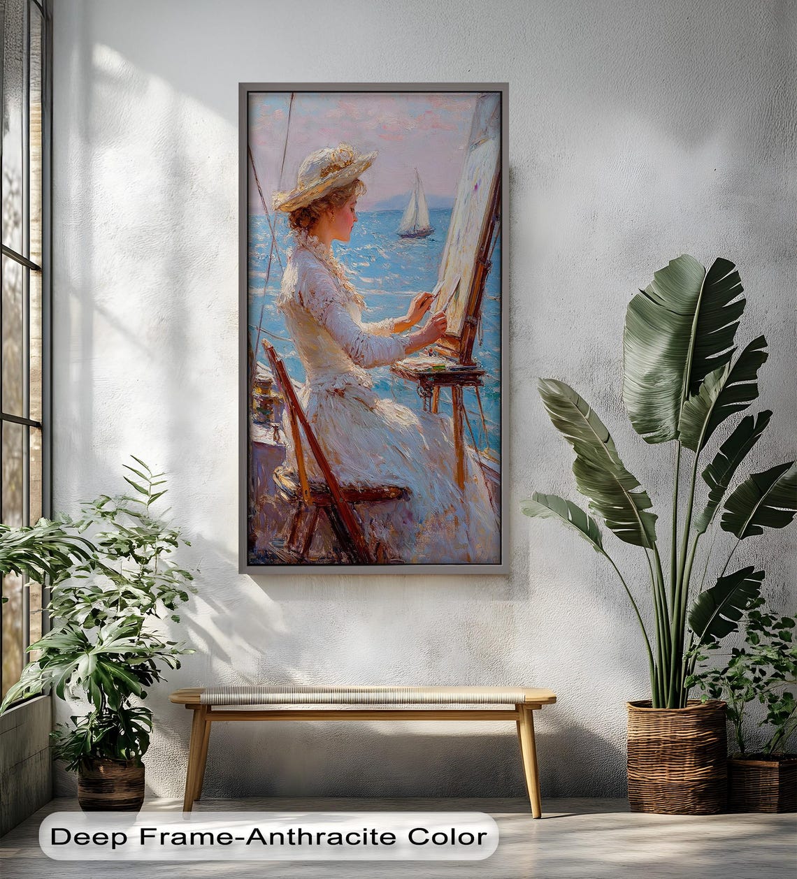 Elegant Artist at Sea, Impressionist Nautical Portrait - Image 4
