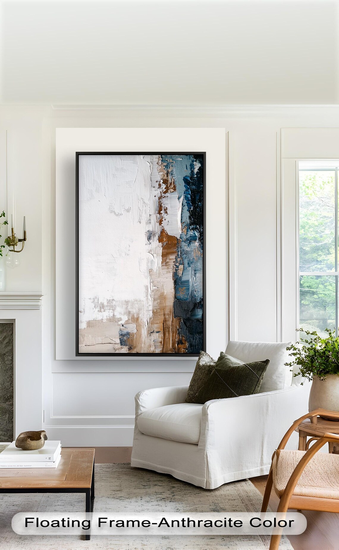 Textured Neutral Abstract, Vertical Earth Toned Painting - Image 3