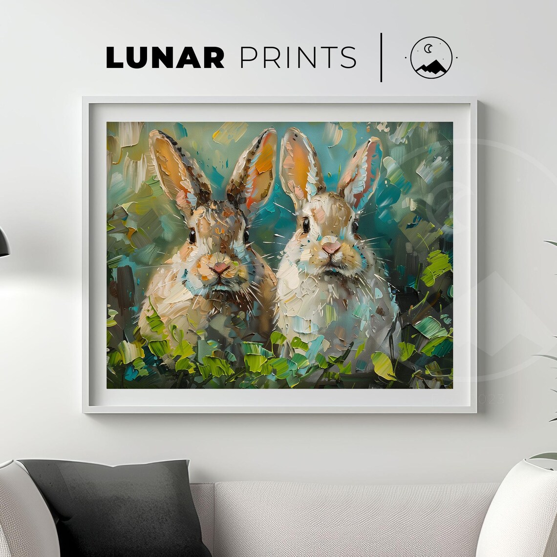 Cute Bunnies Vintage Easter Nursery Art Print