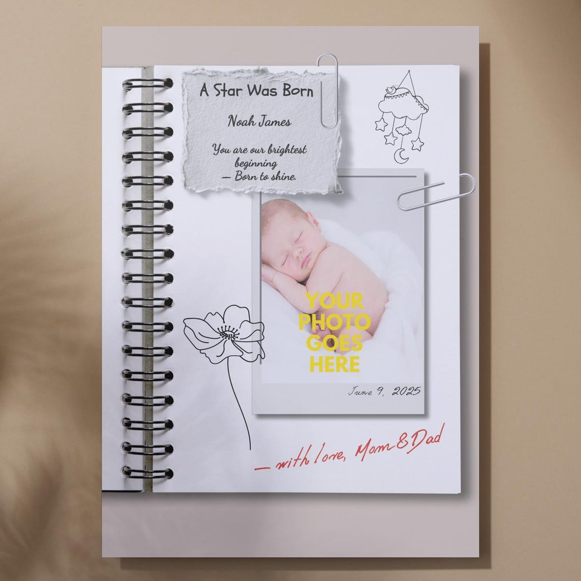 A Star Was Born Custom Baby Photo Poster Newborn Keepsake Gift
