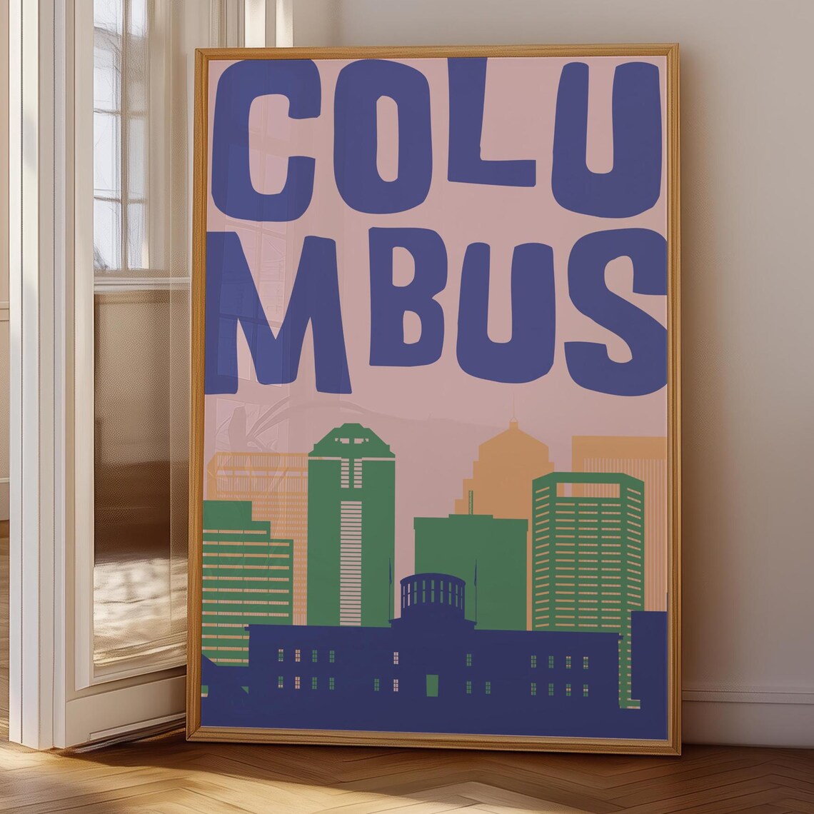 Columbus Ohio Retro Skyline Colorful Bold Typography City Poster
