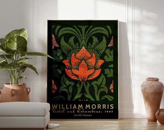 William Morris Violet And Columbine 1883 Dark Floral Textile Poster