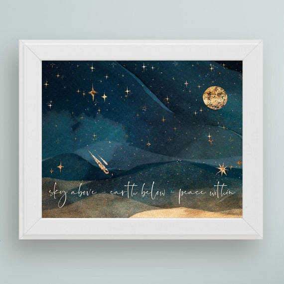 Pagan Art Sky Above Earth Below Peace Within Wiccan Mixed Media Sign Nature Lover Wall Decoration