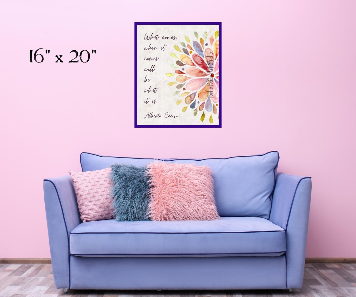 Alberto Caeiro Acceptance Quote Watercolor Pastel Floral Art Print - Image 2
