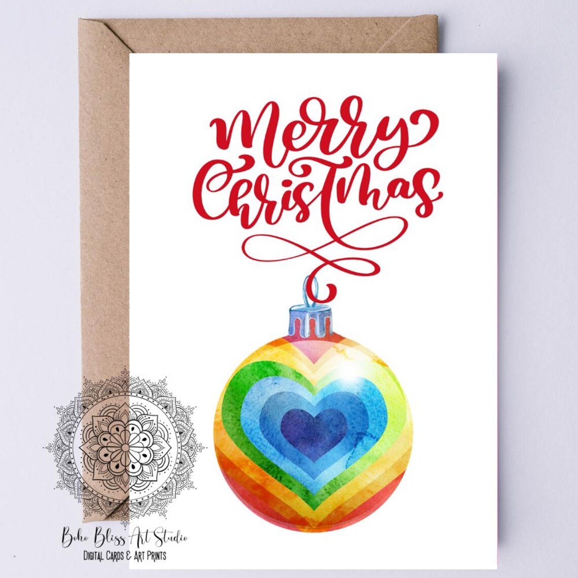LGBTQ Rainbow Ornament Christmas Poster Print