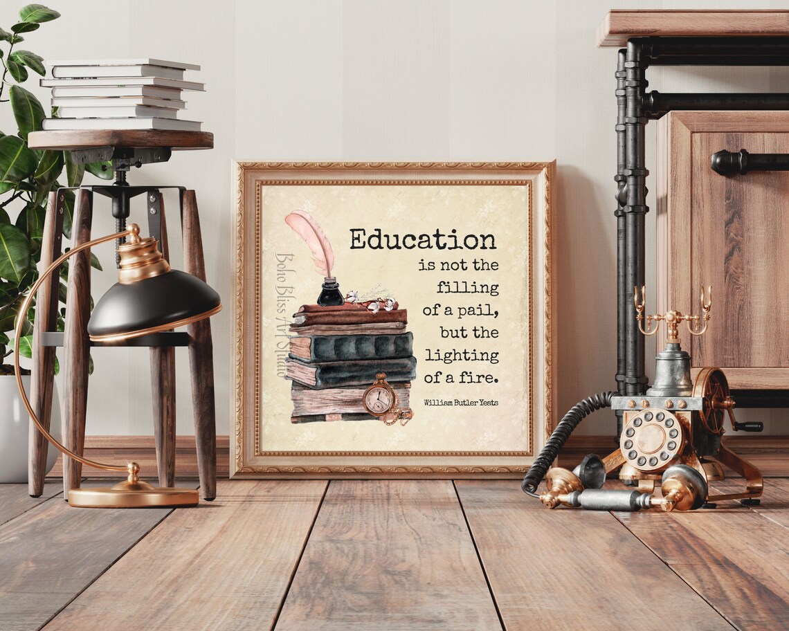 W.B. Yeats Education Quote, Literary Teacher Art Print - Image 2
