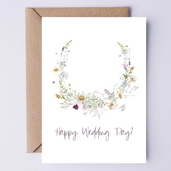 Happy Wedding Day Wildflower Wedding Art Print