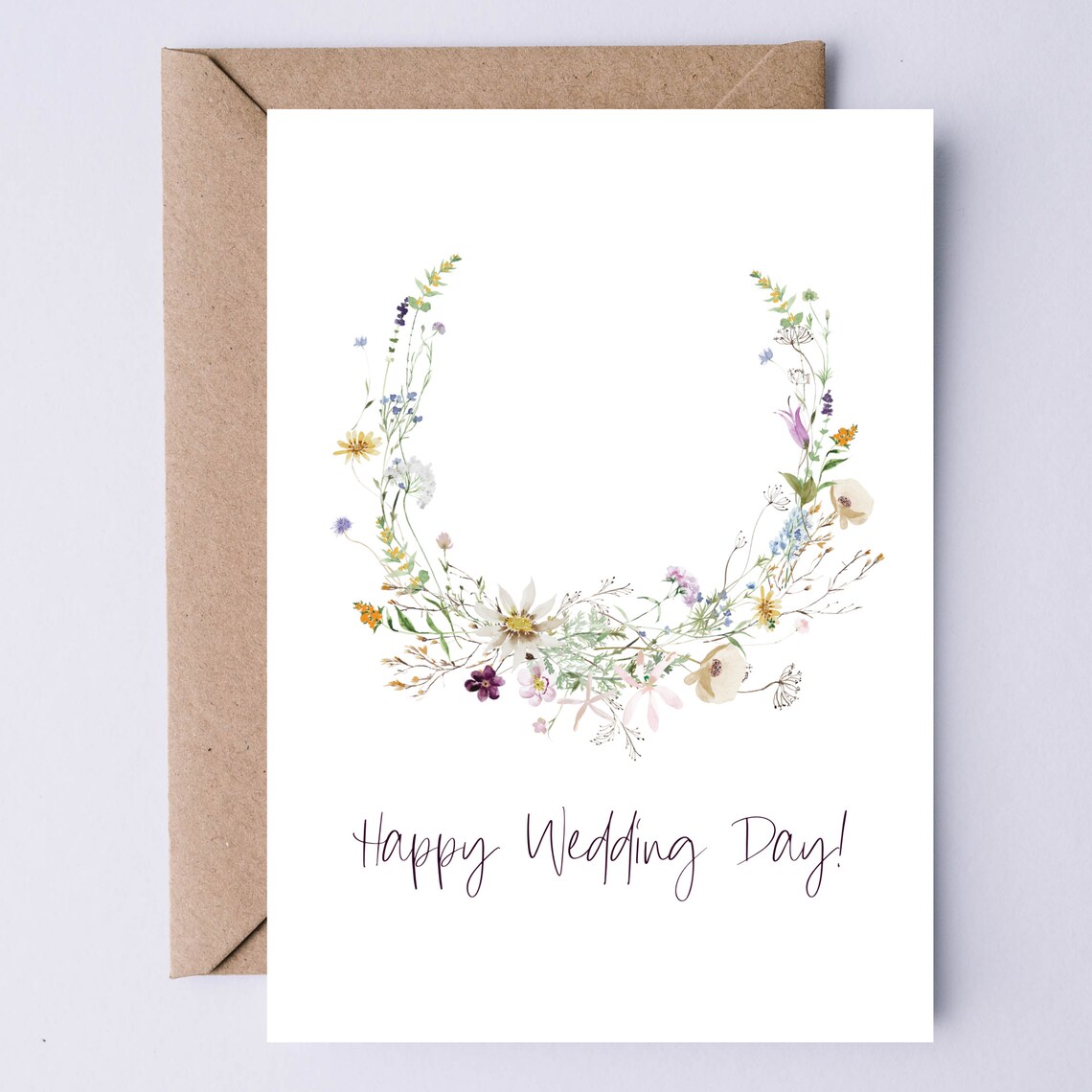 Happy Wedding Day Wildflower Wedding Art Print