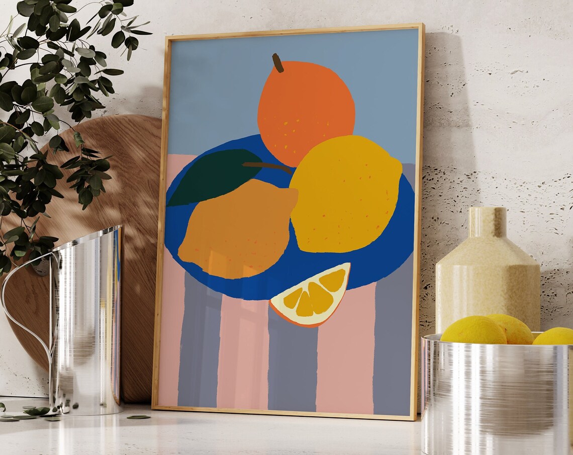 Lemons And Oranges Retro Still Life Art Print