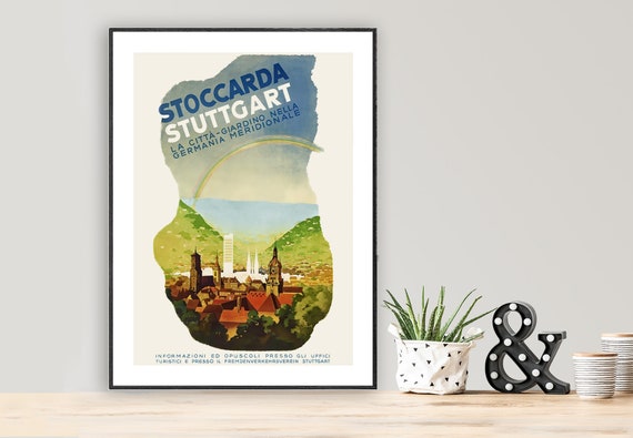 Stoccarda Stutgart Germany Vintage Travel Poster Poster Paper Or Print Gift Idea