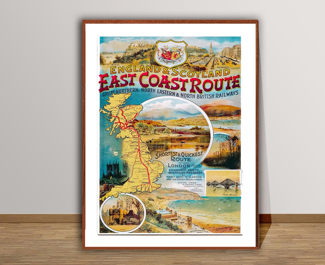 East Coast Route England Scotland Vintage Travel Poster - Image 2