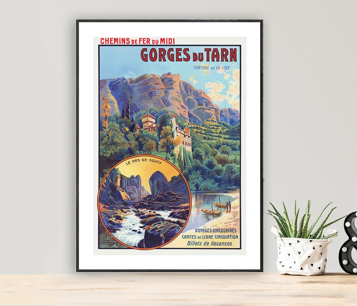Gorges du Tarn French Railways Vintage River Canyon Travel Poster