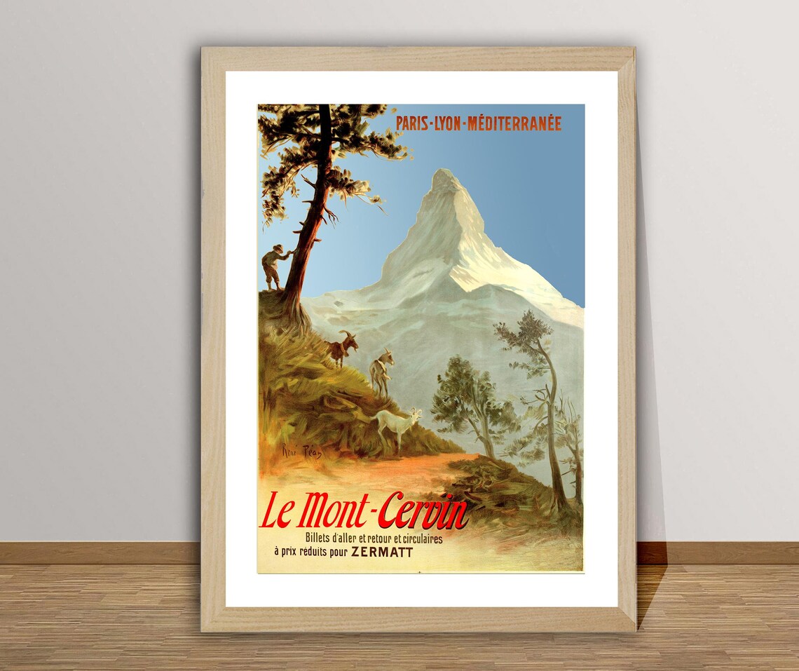Le Mont Cervin Zermatt Vintage Travel Poster