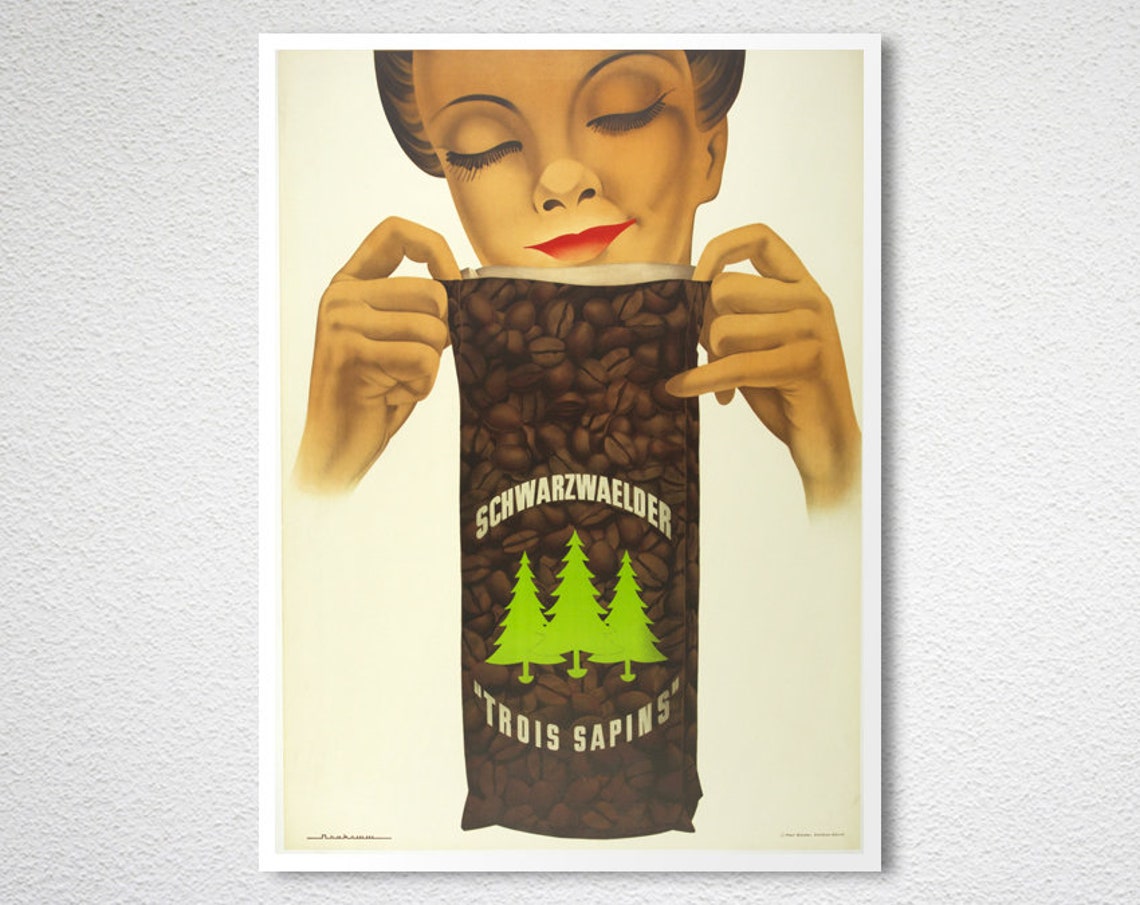 Schwarzwaelder Trois Sapins Vintage Coffee Bag Advertising Poster - Image 2
