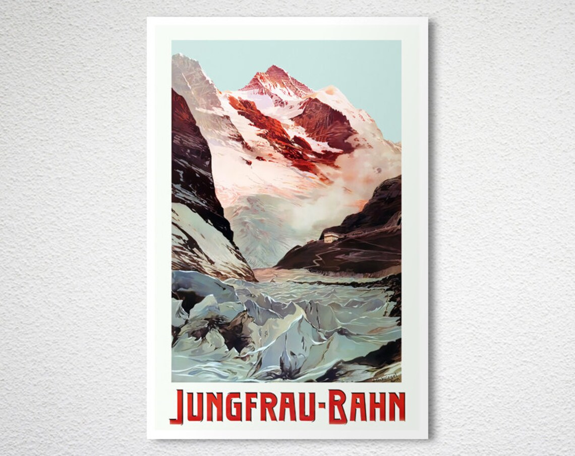 Jungfrau Bahn Berner Oberland Vintage Travel Poster - Image 2