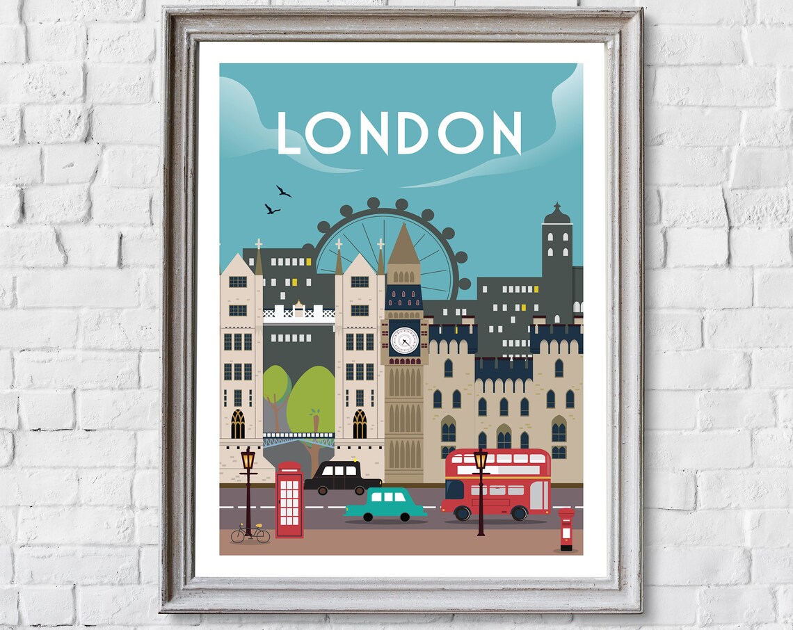 Retro London Travel Poster, Vintage Wall Art Print - Image 2