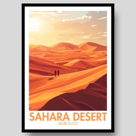 Sahara Desert Poster Morocco Moroccan Wall Art Print