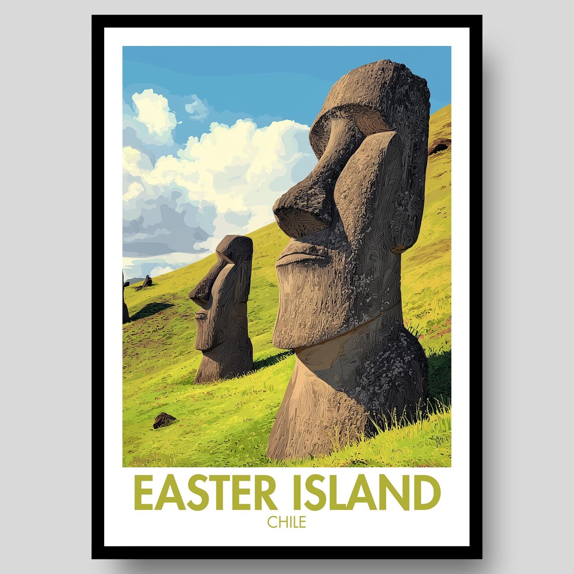 Easter Island Poster Statue Chile Print Wall Art
