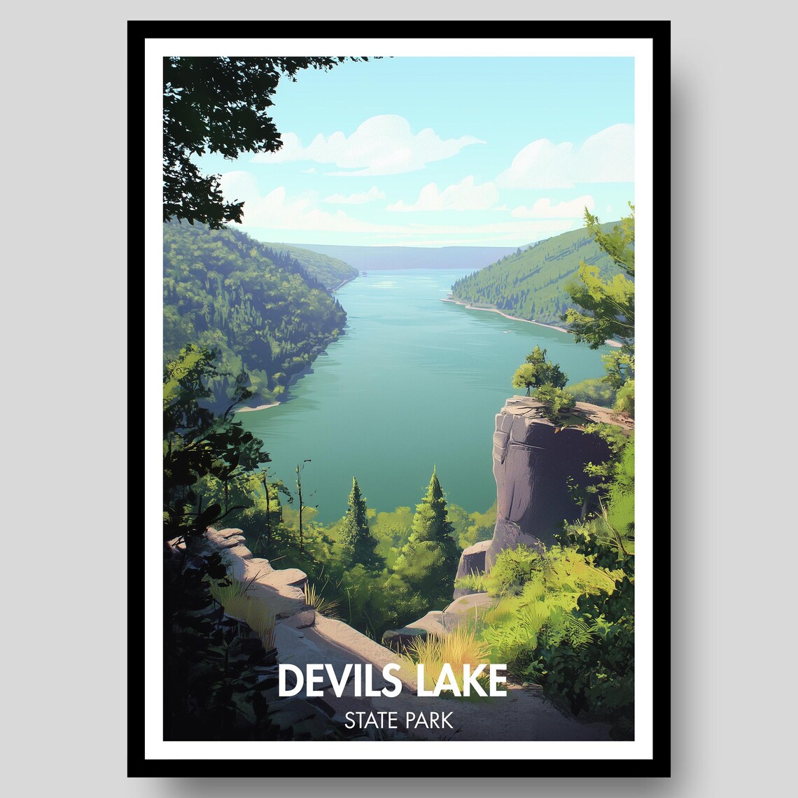 Devils Lake Poster Print, Wisconsin Gift