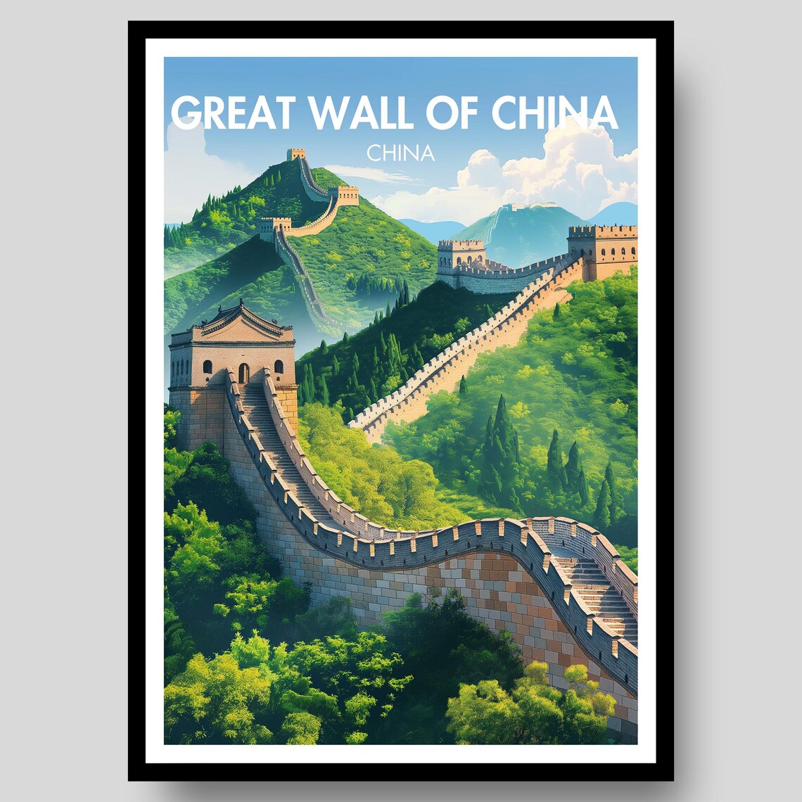 Great Wall Of China Travel Poster, Chinese Art Print