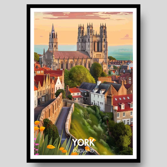 York Poster North Yorkshire City Print Wall Art Gift Travel