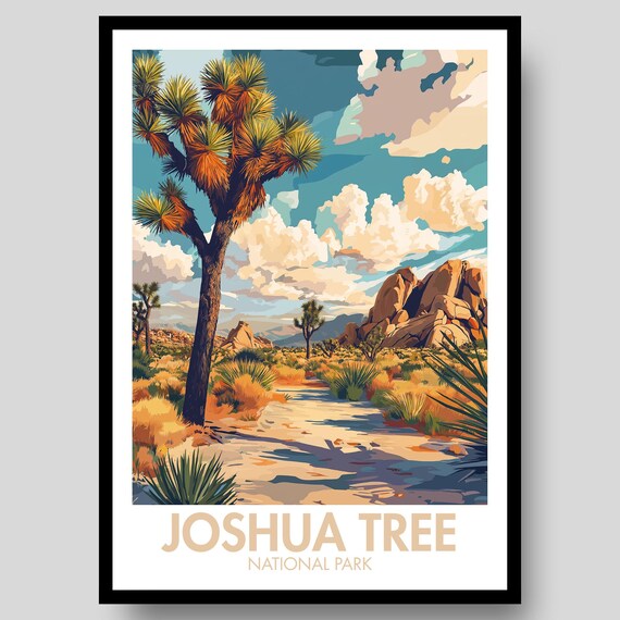 Joshua Tree National Park Desert Path Mojave Rocks Scenic Poster