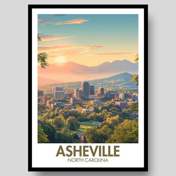 Asheville Poster North Carolina Wall Art Skyline Print