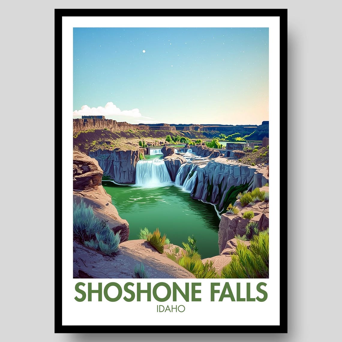 Shoshone Falls Idaho Waterfall Scenic Retro Vintage Travel Poster