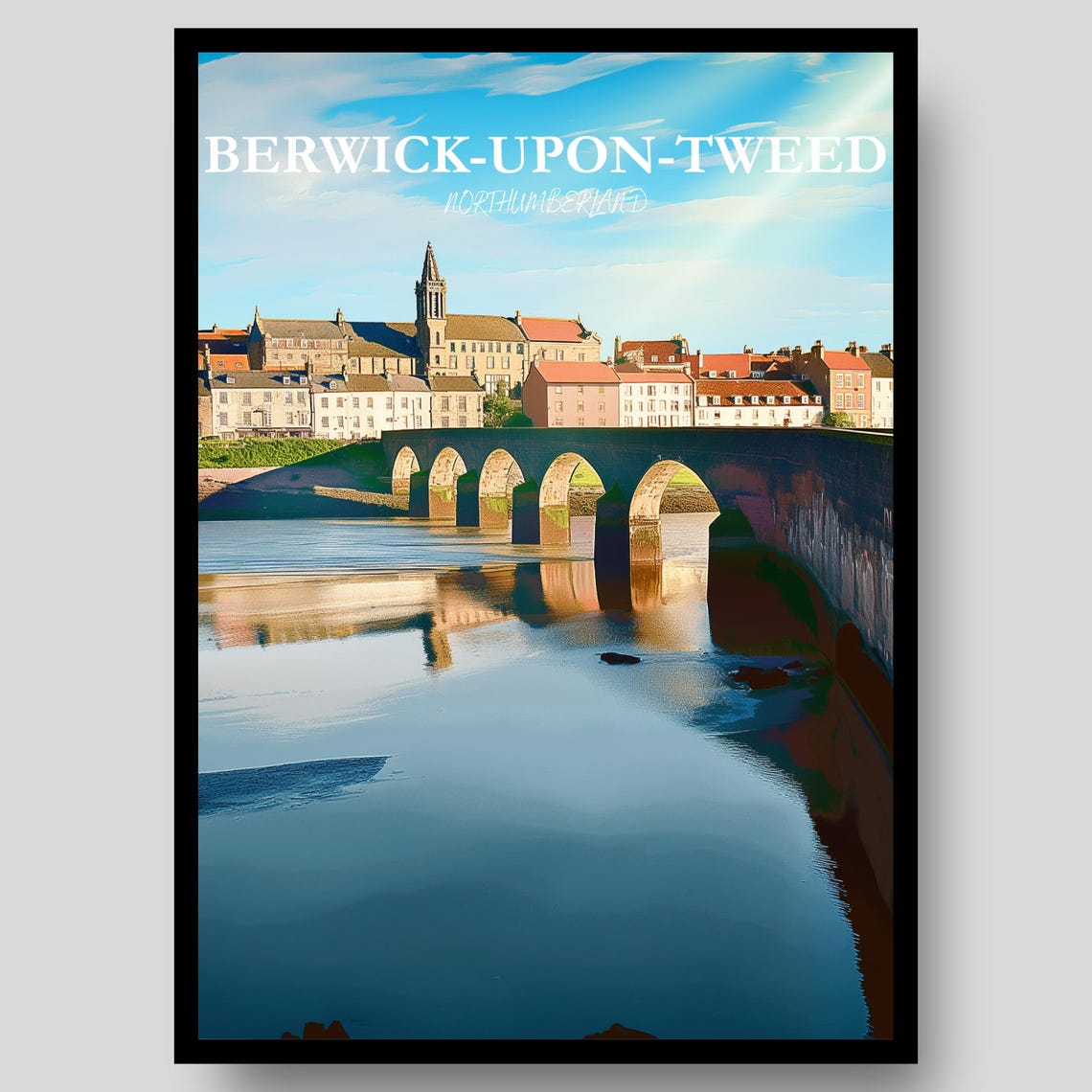 Berwick Upon Tweed Old Bridge River Tweed Riverside Town Poster