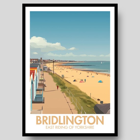 Bridlington Yorkshire Beach Promenade Vintage Seaside Travel Poster