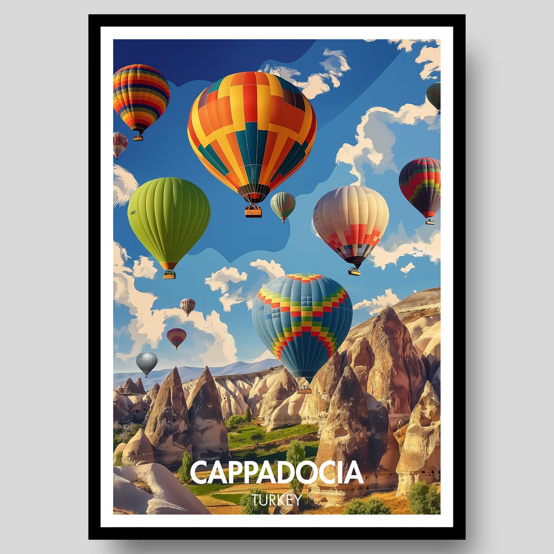 Cappadocia Turkey Hot Air Balloons Fairy Chimney Valley Poster