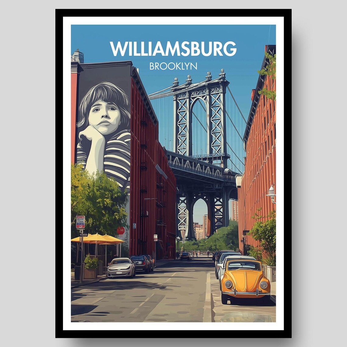 Williamsburg New York Poster, Brooklyn Travel Poster