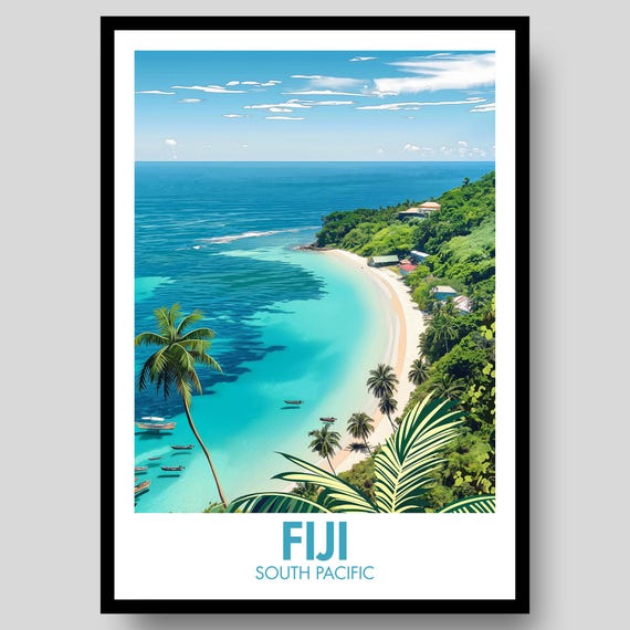 Fiji Poster Wall Art Fijian Travel Print Island