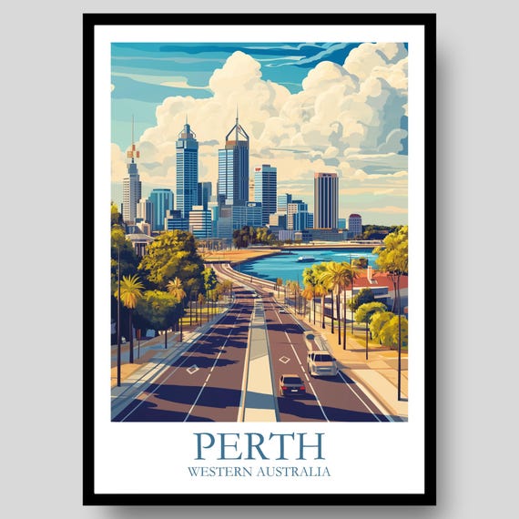 Perth Wa Poster Australia Print Travel Wall Art Western