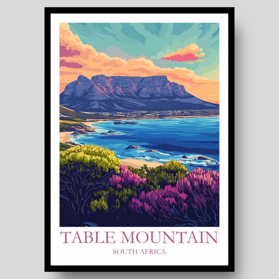 Table Mountain Poster Cape Town South Africa Print Art
