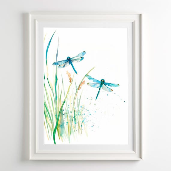 Dragonfly Watercolor Minimalist Decor Art Print