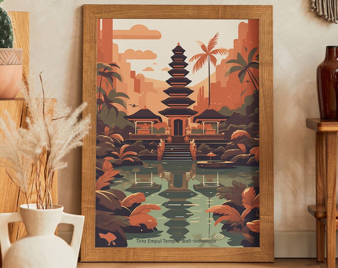 Tirta Empul Temple Bali Indonesia Serene Tropical Travel Poster