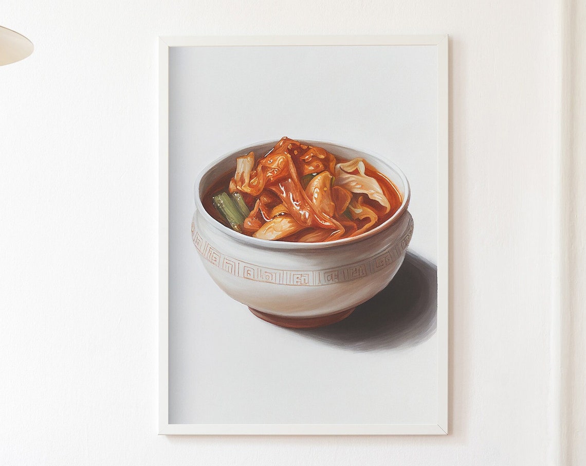 Spicy Korean Kimchi Bowl Traditional Still Life Artwork Poster