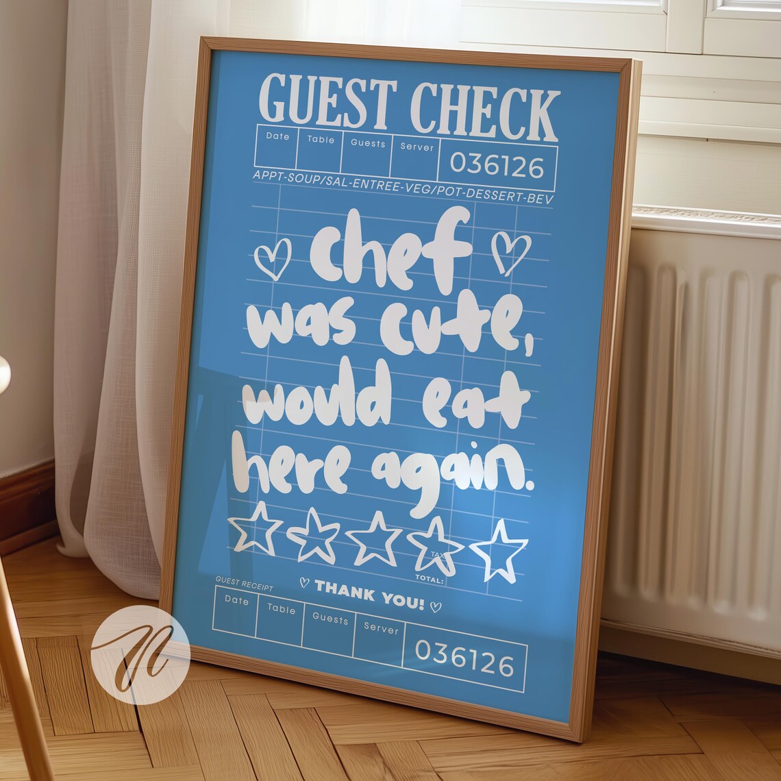 Chef Was Cute Coastal Typography Art Print